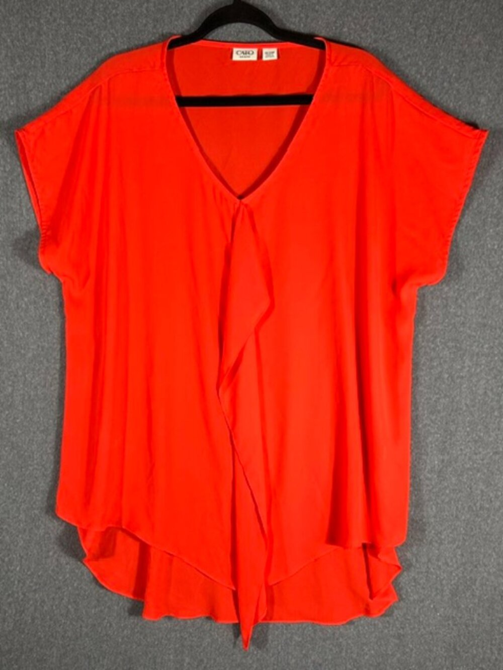 Cato Draped Blouse Womens Sz 18/20W Orange Short Sleeve Bright Casual Comfy